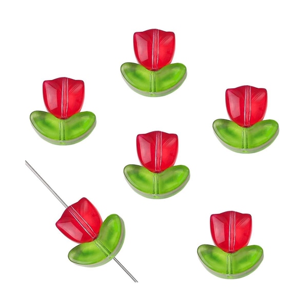 320 stk Fargerike gjennomskinnelige tulipaner Blomsterperler Håndlagde tulipaner Glass Spacer Perle Krystall Løs