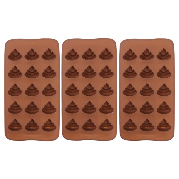 3 stk. 15 Sjove Poop Candyforme Silikon Bageforme Afføring Isbit Candy Dessertform