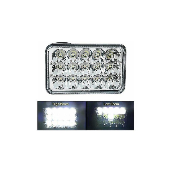 2 st 4x6 tum 90W LED-lampor Kristallklara strålkastare Rektangulära Ersättningsförseglade strålkastare