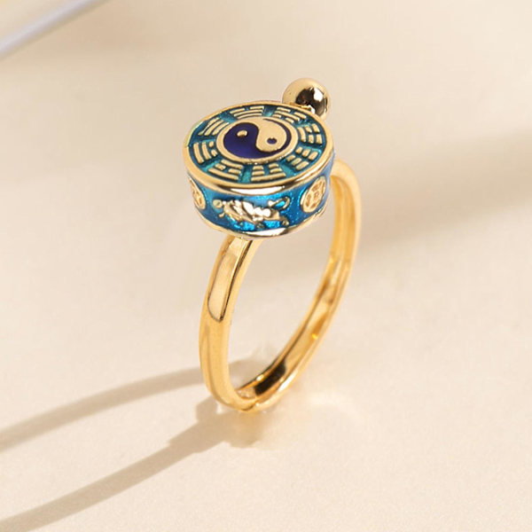 Tibetansk buddhistisk ring Snidad bönecylinder Justerbar ring Kvinnlig buddhist