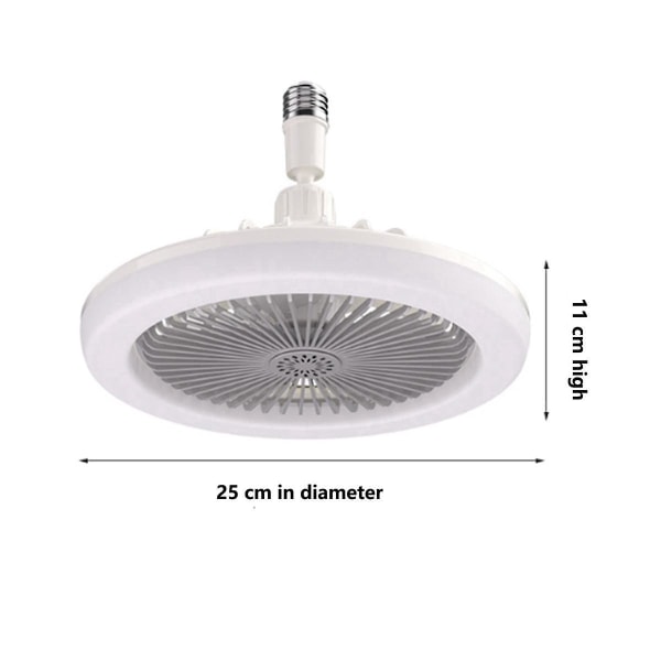 E27 Takvifte med Lys, Lukket Lav Viftelys, Elektrisk Vifte Gimbal Lampeholder (grå)