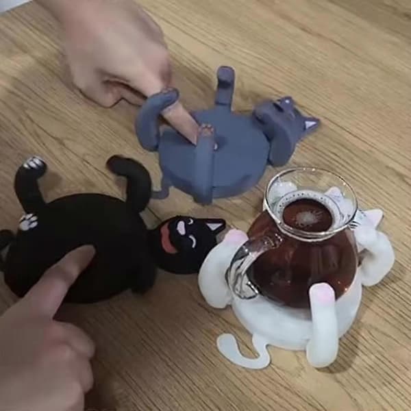3D-printede kattebrikker, ny og søt kattekrusholder Gray