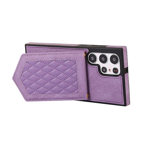 Rhombus pung pung etui kompatibel med Samsung Galaxy S24 Ultra, Pu læder stødsikkert cover med kortholder og crossbody snor