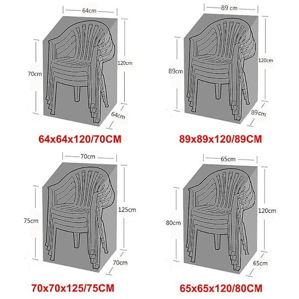 SZTXJ Udendørs Terrasse Møbelbetræk Stablede Stole Til Al slags Vejrbeskyttelse 65*65*120/80cm 210D