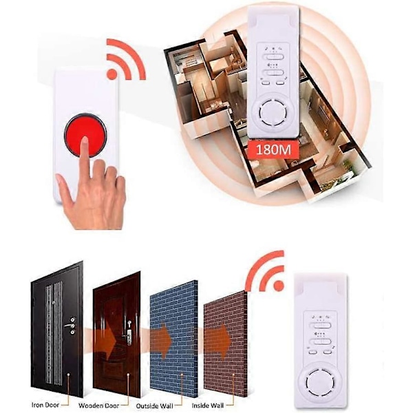 Home Alert Trådløs Alarm Patient Ældre Personlig Alarm System Og Nødopkaldsknap Personsøger Alarm (1 I 1)