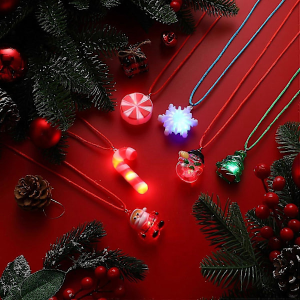 12 stk. Lysende Julepære Halskjeder Xmas LED Halskjeder Julenisse Julelys Halskjede Festgaver Juletre Snømann Snøfnugg Godteri