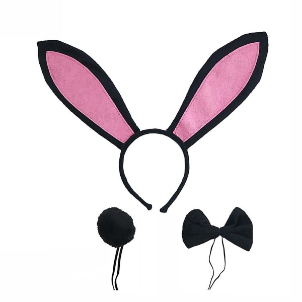 3 stk/sett påskehare ører pannebånd haler sløyfe sett til påske kostyme rekvisitter