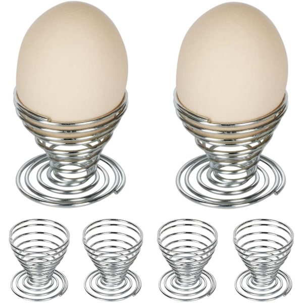 6 stk. Eggkopper i rustfritt ståltrådspiralfjær Egg Holder Sminke Svamp Klær Stativ Egg T