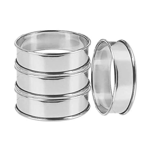 4pcs Double Rolled Tartrings Stainless Steel English Muffin Rings Professional Crumpet Rings