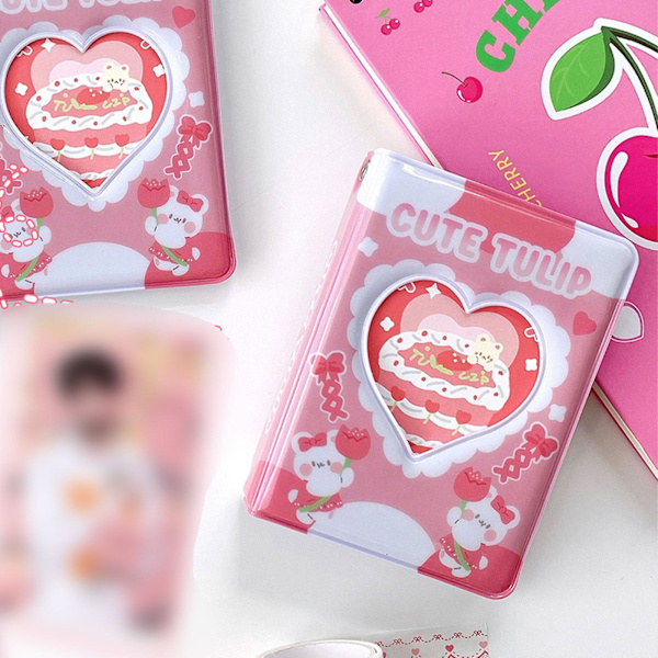 Søt kake fotoalbum 3 tommer Love Heart Hollow Kpop kortperm Fotoalbumholder