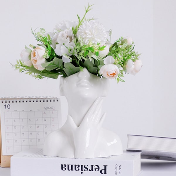 Keramisk Blomvas för Ansiktsblomsterarrangemang - Dekorativa Vardagsrumsdekorationer