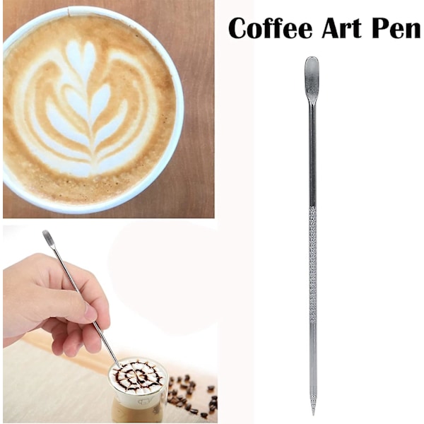 Rustfritt stål kaffenål Cappuccino Latte Art Pen Diy Kaffe Art Barista Verktøy