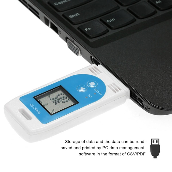 USB-temperatur- och fuktighetsdata logger med LCD-display, PDF-rapport, GSP-data logger-inspelare