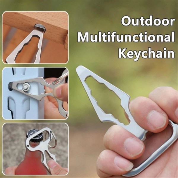 Utendørs multifunksjonell nøkkelring, multifunksjonell verktøynøkkel, utendørs campingutstyr