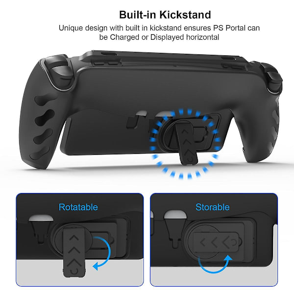 Heltäckande skyddande fodral kompatibelt med Playstation Portal Remote Player, mjukt Tpu halkfritt fodral med stativ för Ps Portal