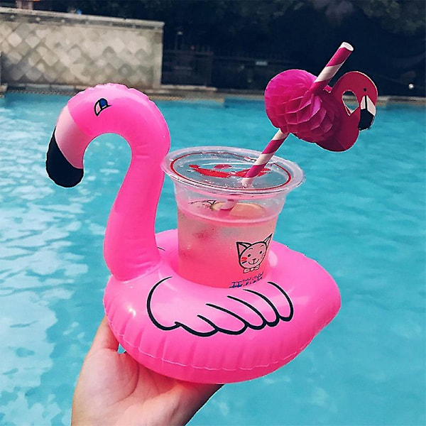 Inflatable Flamingo Drink Holder, Mini Floating Cup Holder For Summer Swimming Pool Party Decoration