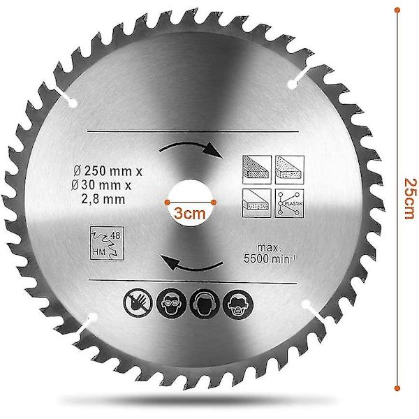 2 Pak 250 X 30mm Cirkelsavklinger, 48t & 60t Tct Tct Sah Cirkelsavklinge, Bore