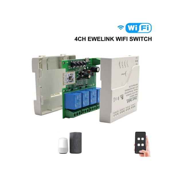Smart Wifi Bluetooth Switch Relay Module+fjernbetjening 85-250v On Off Controller 4ch 2,4g Wifi Remote For