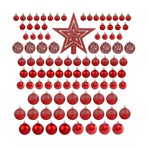 101 st Röda Julgranskulor, Okrossbara Dekorativa Julgransprydnader att Hänga