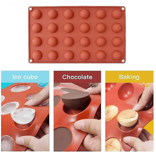 Mini 24-hålig Semi Sfär Silikonform, 3-pack Bakform För Att Göra Chokladkaka Gelé Kupol Mousse