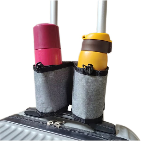 Mugghållare för reseväskor, universal resväska mugghållare, Liberty handbagagehållare för dryck, mugghållare för bagage, presenter till resenärer flygvärdinna, grå