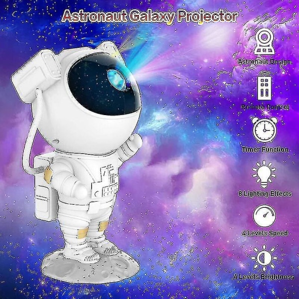 Astronaut Galaxy Projektor Stjernehimmel Natlys, Astronaut Stjerneprojektor Med Nebula, Timer Og Fjernbetjening, Stjernelampe Til Soveværelse Og Loft