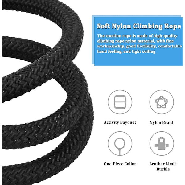 1,4 m Nylon Hundeleie, Svart Tau Hundeleie, Tau Hundeleie, Hundetreningsleie, Glidende Hundeleie, Hundelasso Leie, Hundeleie Halsbånd For Små Og Mellomstore