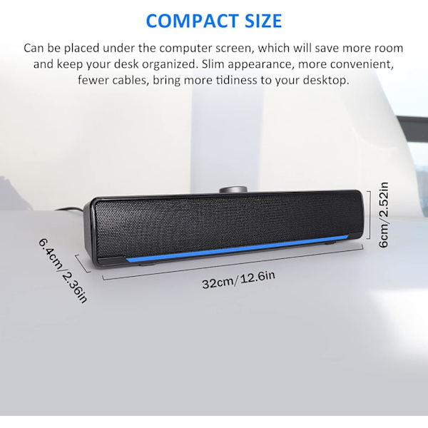 Bluetooth-högtalare för dator, Bluetooth-spelhögtalare för dator, stereoljud med USB-strömförsörjning