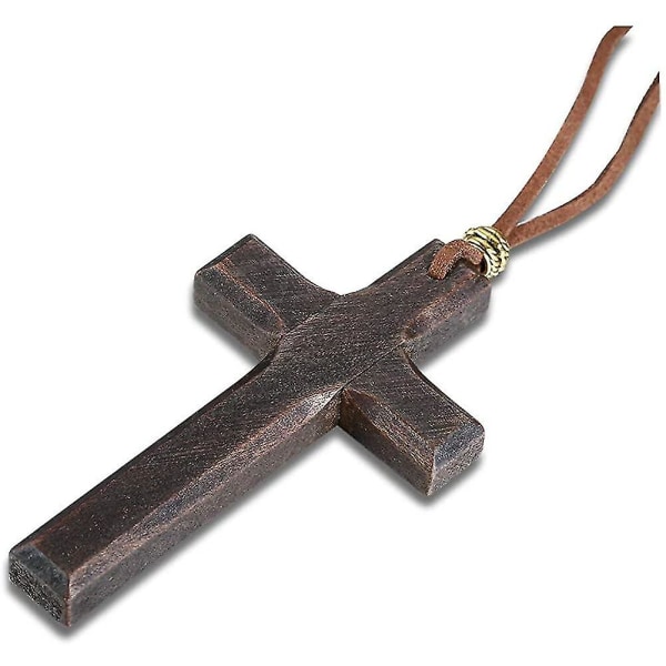 Vintage enkel håndlaget Wood Cross anheng gave for menn kvinner