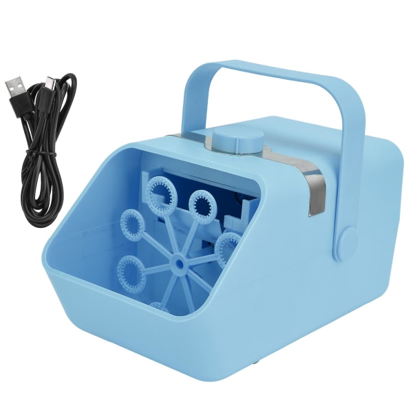 Elektrisk boblemaskin Usb-drevet automatisk bobleblåsende leketøy for innendørs utendørs festblå