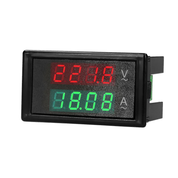 AC 80-300V 100A Digital Voltmeter Amperemeter Amperage Testare Mätare Grön Röd LED Amp Dubbel Display AC Panel Ström Mätare Testare Med Strömstransformator
