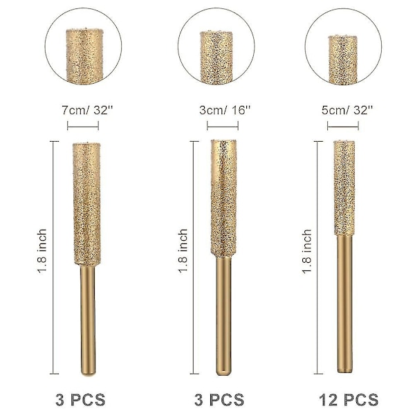 18 stk. Diamant Kædesavsslibe Burr Sten Slibeværktøj - 4m, 4,8 mm 5,5 mm Slibeskiver Og Slibesavkæde - Til Keramik, Jade Glas, Cement