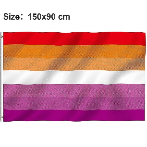 90*150 cm Lesbisk Pride regnbueflag, falmningssikkert og levende farve dobbeltsyet, polyesterbanner
