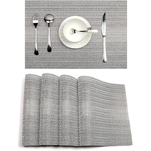 Placemats Set For Dining Table Plastic Woven Vinyl Place Mats Wipe Clean Non Slip Heat Resistant Washable Kitchen Table Mats (a-coffee, 6) (shikai)-YU