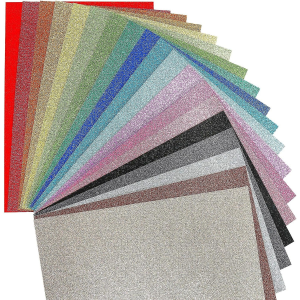 Flerfärgat glitterpapper för hantverk, A4 20 ark glitterkartong för hantverk och skapande-3