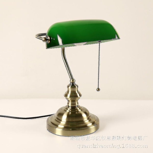 Svkbjroy Gammel Banker Lampe, Vintage Bordlampe Til Kontor Bibliotek Study Kontor Soveværelse Grøn