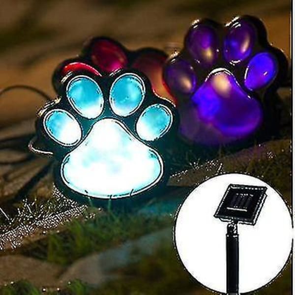 Solar Garden Light Dog Cat Paw Led Solar Lamp Ground Paws Light For Patio Hage Dekor Gangvei