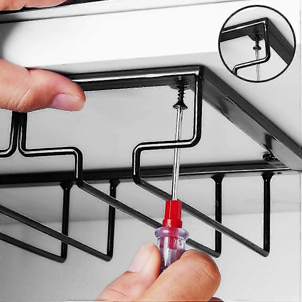 Hengende glasshylle   Vinglasshylle med 5 skinner for 10-15 glass, 50 x 22,5 x 5,5 cm