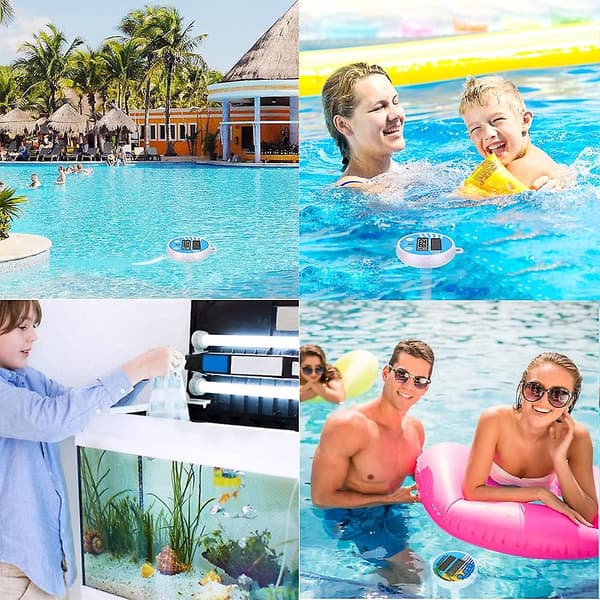Flydende pooltermometer, digitalt solcelledrevet pooltermometer til udendørs og indendørs pools, boblebade og spabade