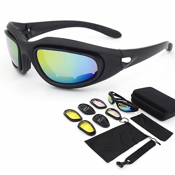 4pcs Lens Outdoor Bicycle Riding Glasses Cs Tactical Protective Glasses Motorcycle Goggles/c5 Polarized Light Suit