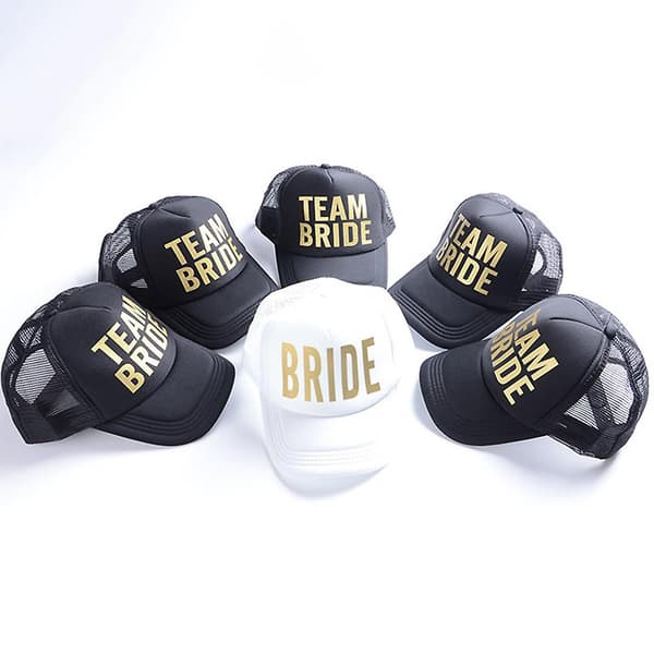 Bride Tribe Snapback Trucker Mesh Hat Guldbokstäver För Pil Bröllop Basebal