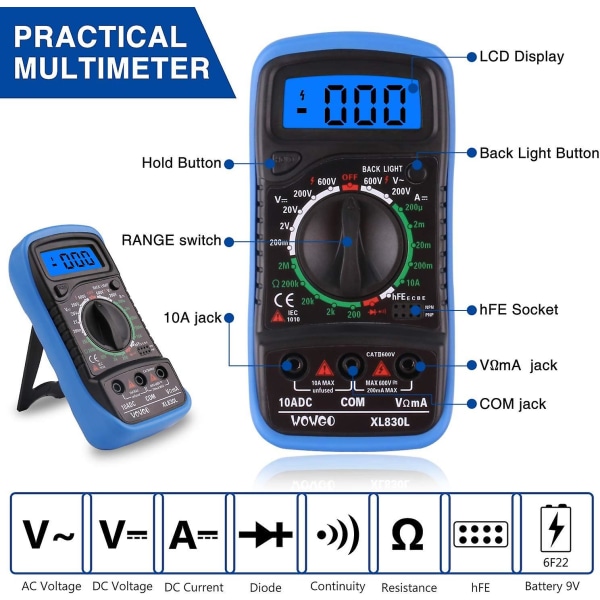 Lödkolv Lödkit 60w Elektriskt Kit Justerbar Temperatur Med Digital Multimeter, Lödkolv Stativ, Avlödningspump Och Bärbar Pu T