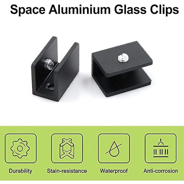 10 stycken justerbara glashyllfästen, glasräcke klämma fäste, för 8-10 mm tjockt glas
