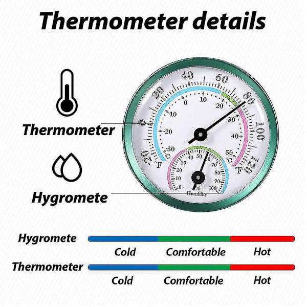 Indendørs og udendørs termometer 2 i 1 temperaturfugtighedsmåler analog hygrometer til indendørs og udendørs.