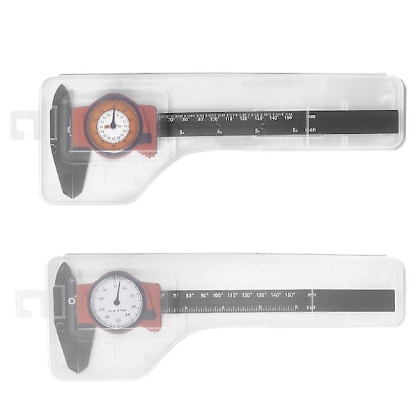 Ny 0-150mm 6 tommer urskive caliper plast skydelære 4-vejs måler mikrometer 0,1mm