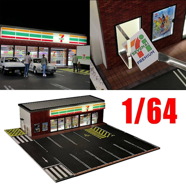 Diorama 1:64 Butik LED Belysning Bilparkeringsplads Display Fg