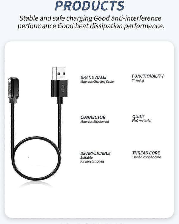 (2-pack) Kabel för PLAUD Note AI Röstinspelare, Robust Magnetisk USB-laddningskabel Kompatibel med Plaud Note Ref: 2592