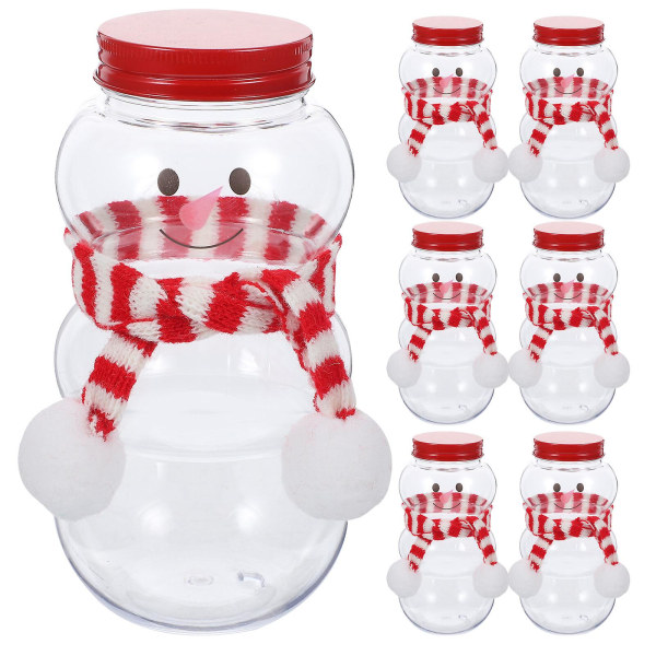 10 set julsnögubbeform dryckesflaskor jul plastjuiceflaska jultillbehör med halsdukar