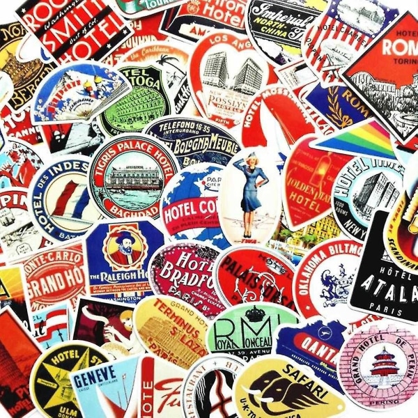 55 Retro Vintage gammaldags stil Bagage Resväska Travel Stickers