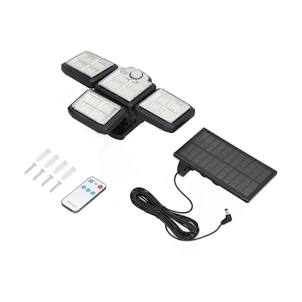 Utomhus Solcellsdrivna Lampor IP65 Vattentäta 198LEDs Rörelsesensorlampor med 4 Justerbara Huvuden
